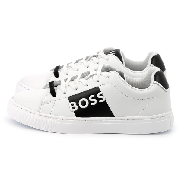 Lace-up leather trainers