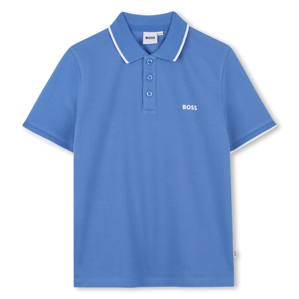 Plain cotton piqué polo shirt